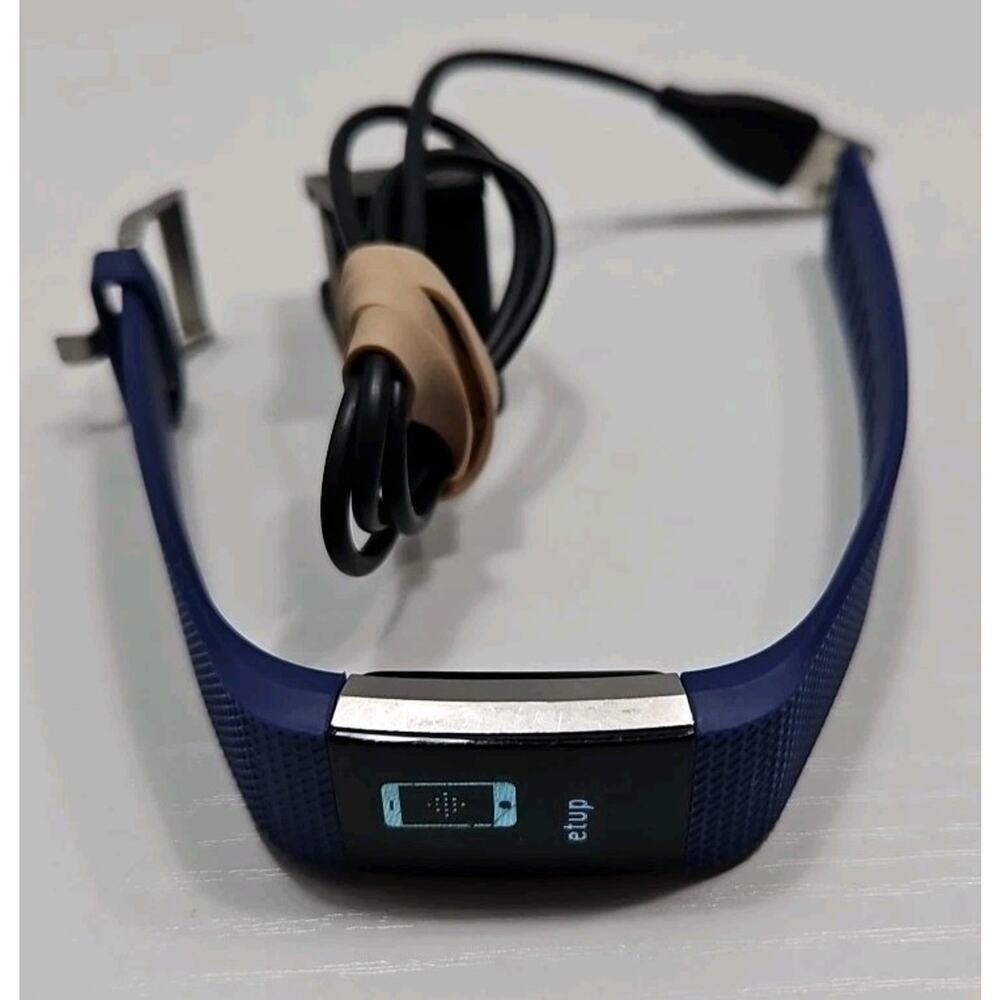 Fitbit Charge 2 Activity Tracker - Silver W/ Blue Band With Charging Cable F82